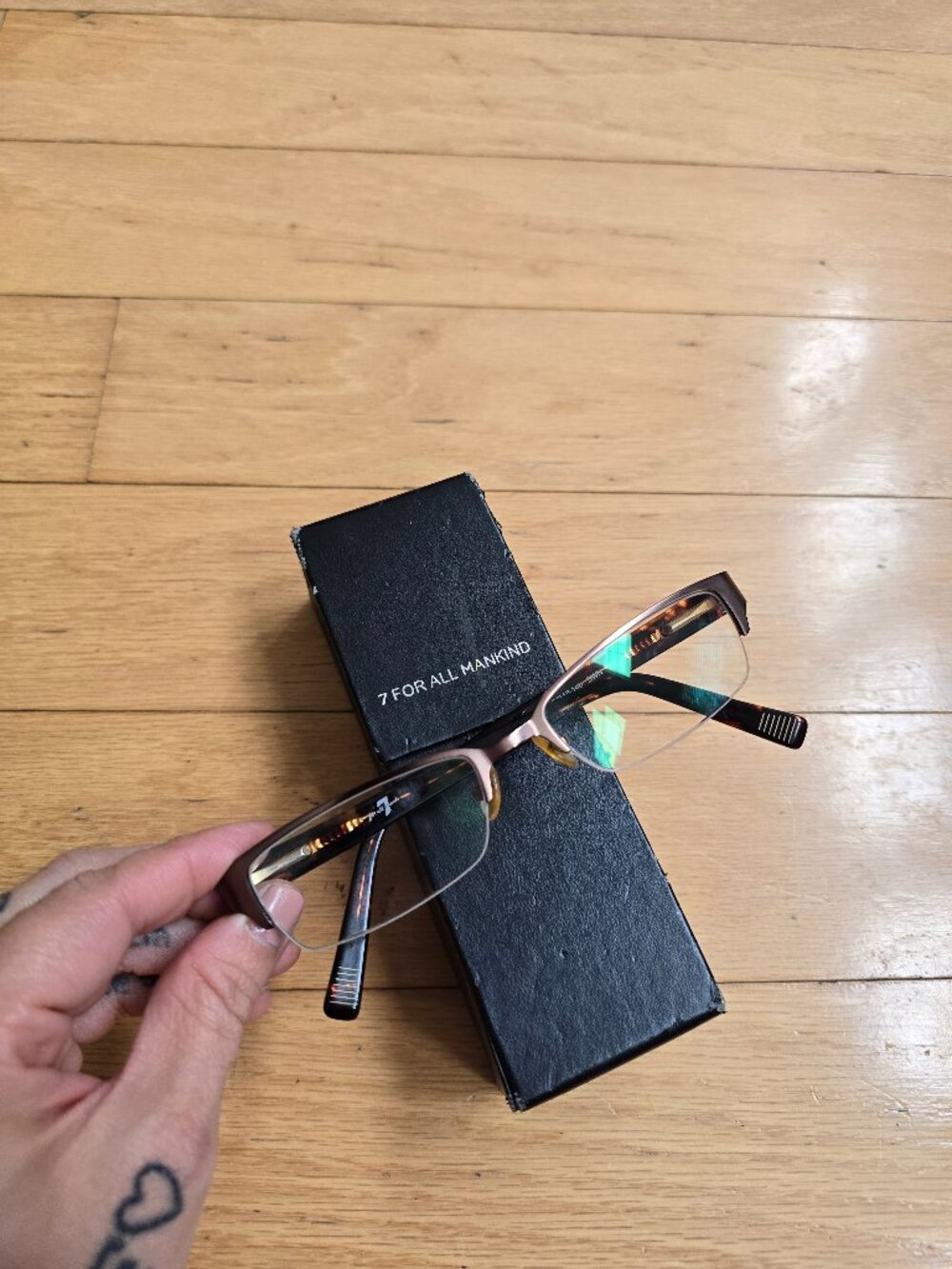 7 for All Mankind | Y2K retro semi rimless tortoise academia eye glasses
